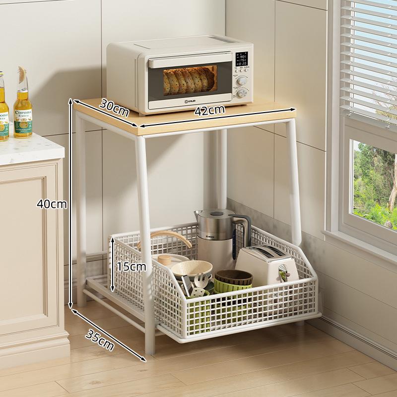 Countertop Kitchen Microwave Rack with Drawer for Oven, Rice Cooker, Air Fryer, and Appliances - Floor Standing Storage Organizer