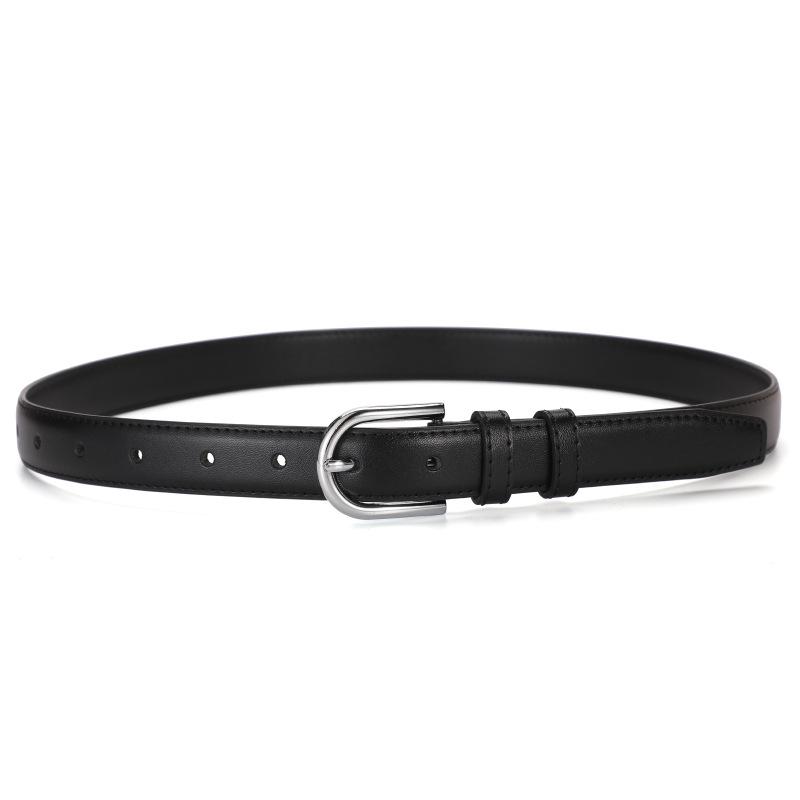 Women's Versatile Pin Buckle Leather Belt for Casual Pants and Dresses