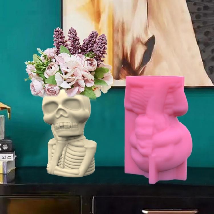 DIY Halloween Skull Man Flower Pot Storage Box Mold for Succulent Plant Decor