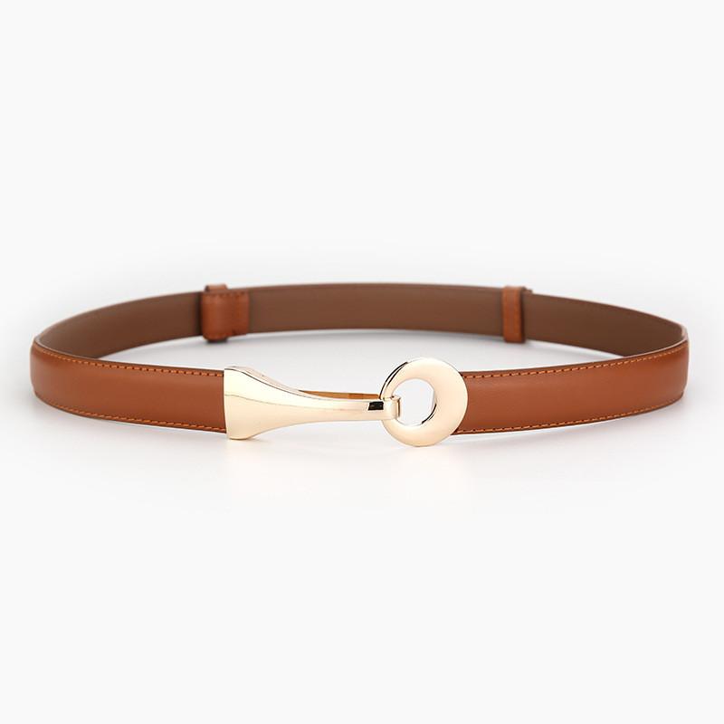 Genuine Leather Womens Waist Belt With Double Ring Buckle For Casual And Office Wear