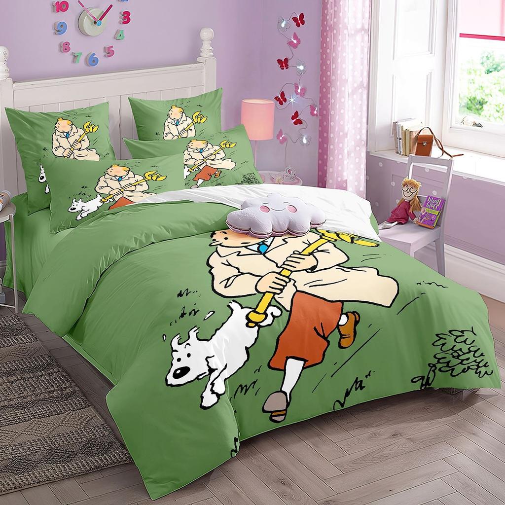 Cute T-Tintines All Season Duvet Cover Cartoon Funny Bedding Sets Soft Quilt Cover and Pillowcases Teen Single/Double/Queen/King