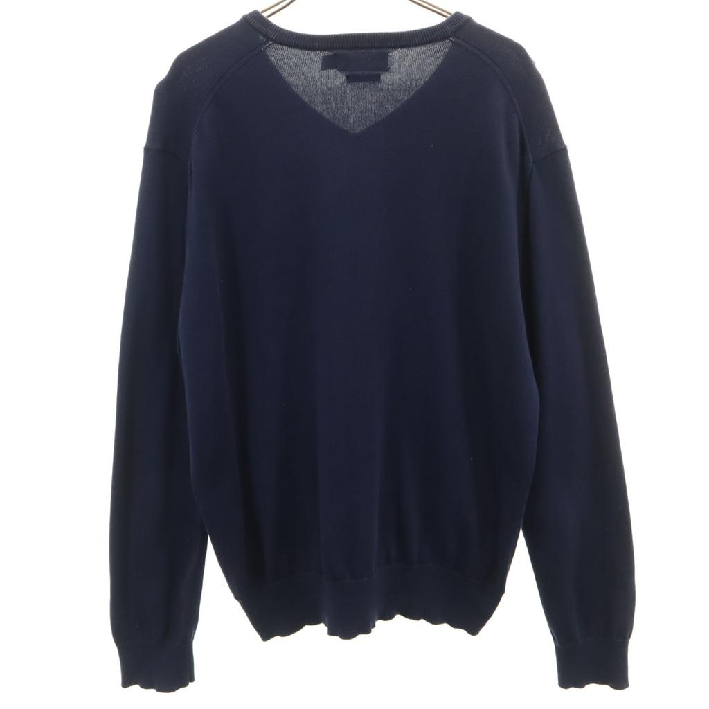 POLO RALPH LAUREN cotton Long sleeve V neck sweater M Navy knit Men's Used