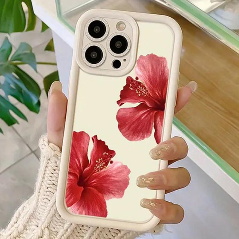 

Red Hibiscus Floral Art Drop Resistant Phone Case for iPhone 17 16 15 14 13 12 11 Series Pro Max Plus Double Layer Protection iphone 17