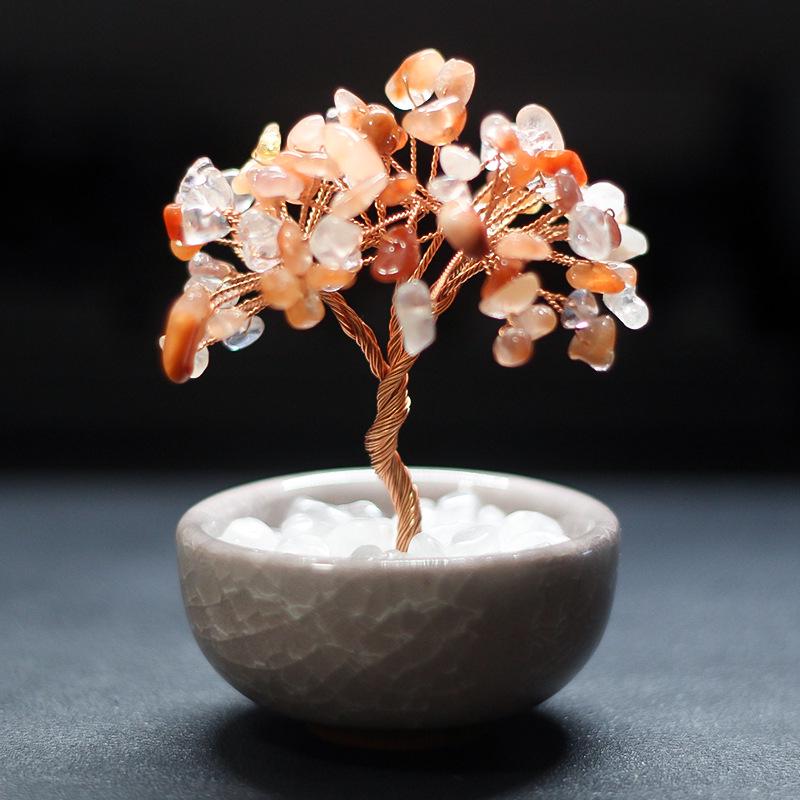 Handcrafted Yellow Citrine Money Tree Teacup Crystal Home Decor