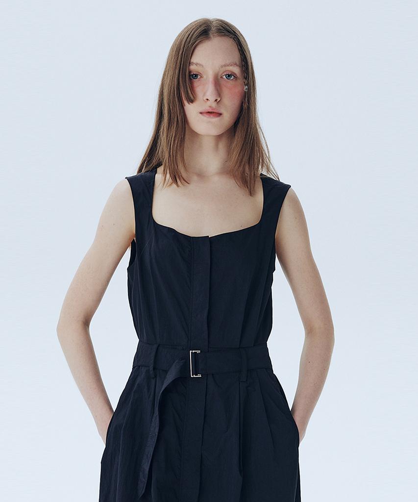 Awi Nylon Belted Dress_Black