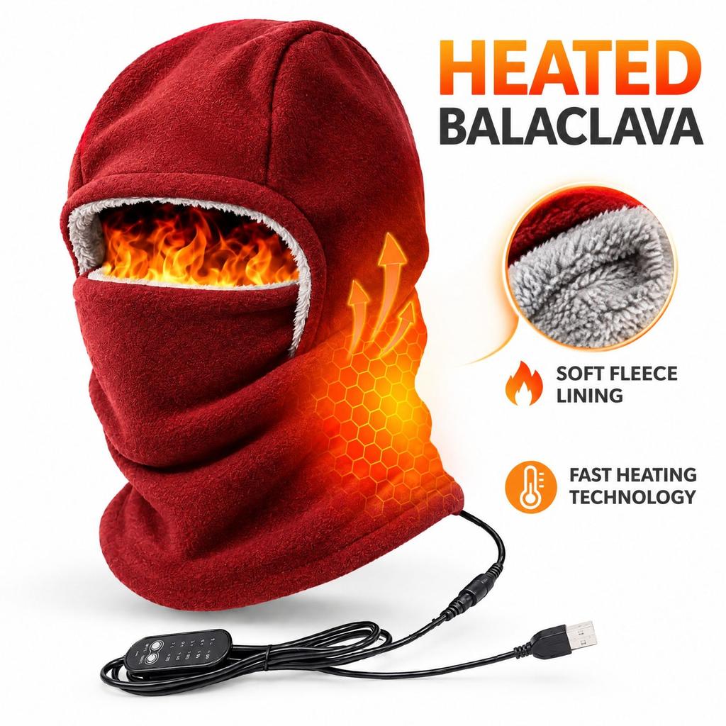 Adult Electric Heated Balaclava Neck Warmer Ski Hat