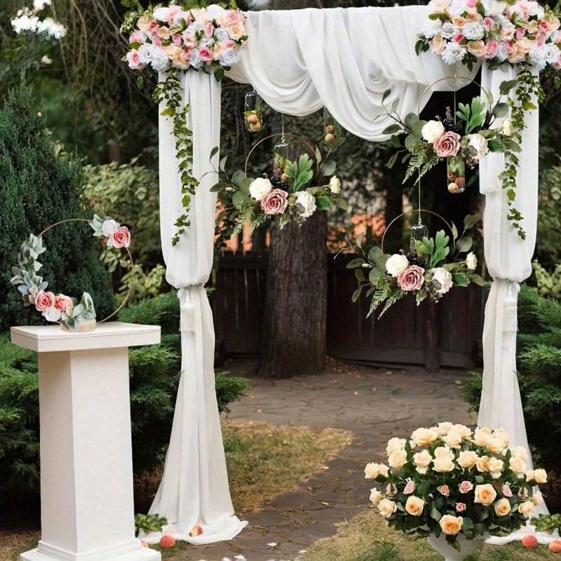 Gold Metallic Garland Centerpiece with Wooden Stand - Elegant DIY Circle Decoration for Wedding, No Power Required, Birthday Decorations