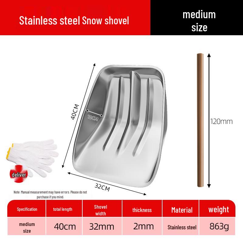 Heavy-Duty Stainless Steel Snow Shovel