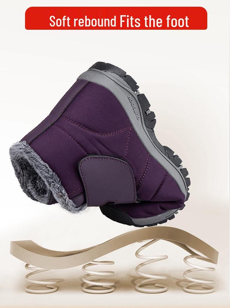 Northeast Women's Waterproof Velvet-Lined Winter Snow Boots - Warm, Thick, High-Top for Elderly