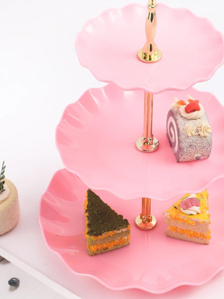Nordic Style Three Layer Fruit Plate Plastic Cake Hotel Birthday Party Snack Dessert