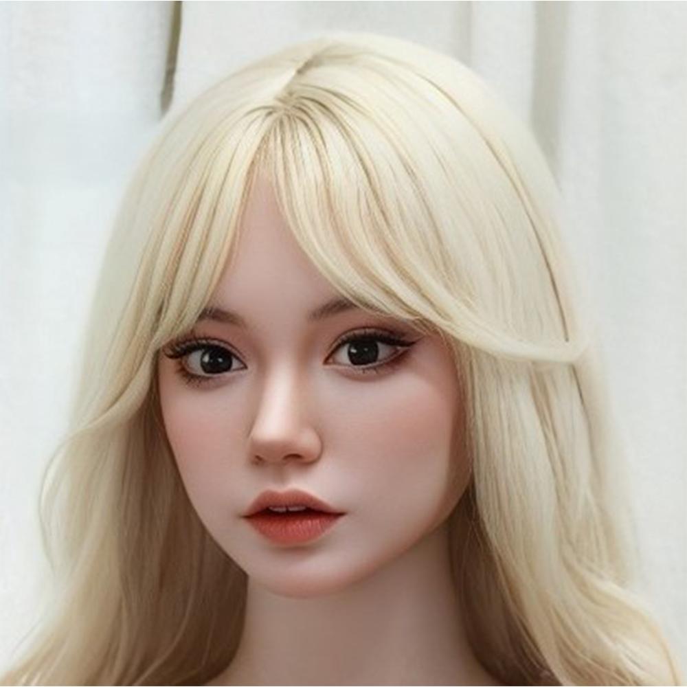 Hode med realistisk oral funksjon 100% silikon Kompatibelt med 130-180cm sexdukker M16 gjengegrensesnitt Parykk & Implant hårvalg 3kg