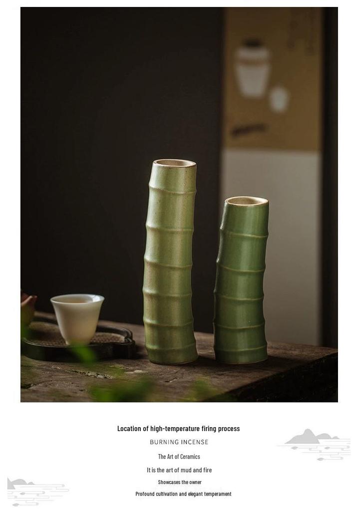 Zen Bamboo Joint Wall Hanging Vase: Ceramic Flower Holder for a Simple, Creative Arrangement.