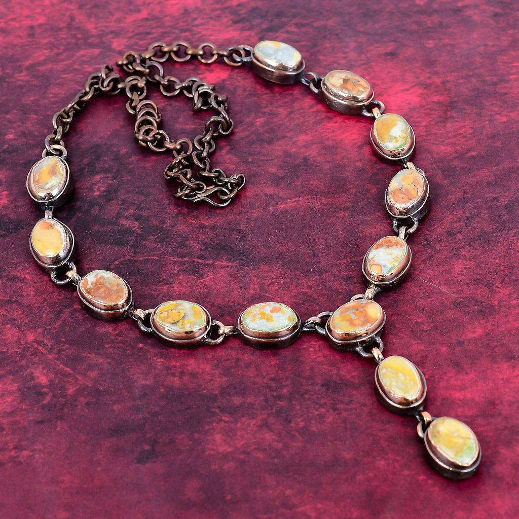 Maligano Jasper Necklace Adjustable Necklace Electroformed Copper Gemstone Jewelry