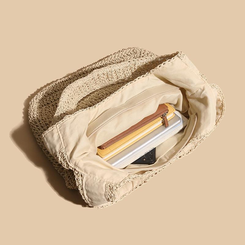 Yogodlns Weave Tote Bag Large Capacity Summer Beach Straw Handbag and Purse Female Bohemian Shoulder Bag for Women Ladies Travel Bag