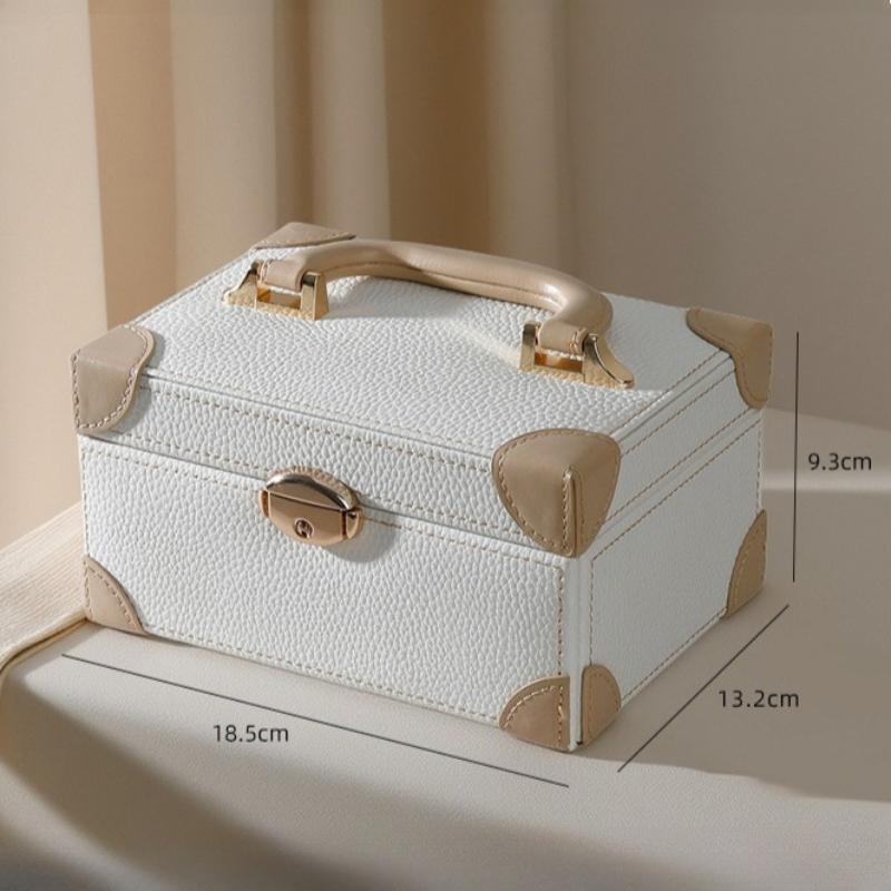 

Double-layer Jewelry Box Handheld Leather Jewelry Storage Boxes Portable Ring Earring Organizer Box Women Bracelet Storage Case