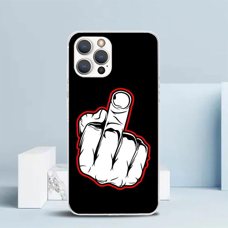Middle Finger Soft Cover for iPhone 16 17 Air 15 14 Pro Max 16E Phone Case 13 Mini 12 11 7 SE 8 Print Pattern Fit Cases 16 17 Ai