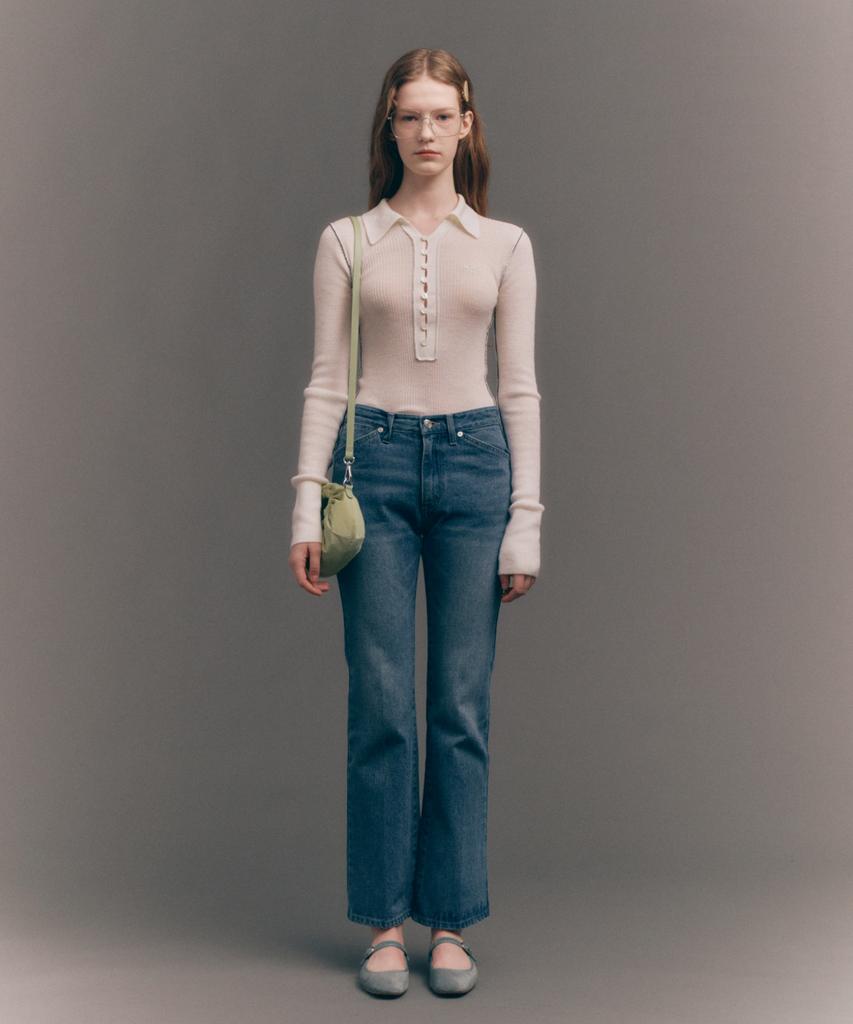 Seteo (W) Collar Button Long Sleeve Knit Cream