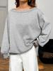 European & American Off-the-Shoulder Solid Color Sweatshirt with Large Neckline - Women's Stylish and Playful Design