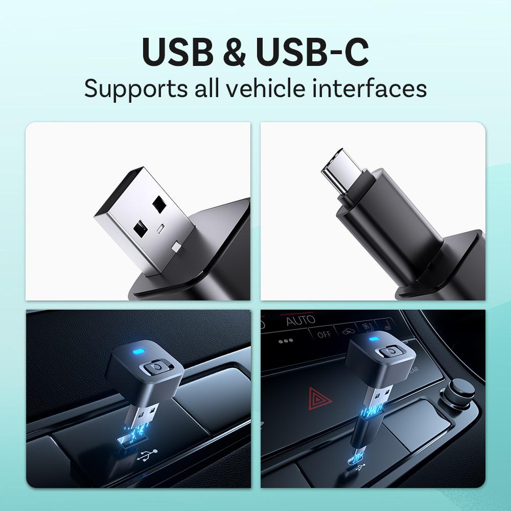 OTTOCAST Mini Dot Kabelloser CarPlay Android Auto Adapter 2 in 1 Dongle Wifi 5.2 Plug and Play Autozubehör für Totoya VW Benz