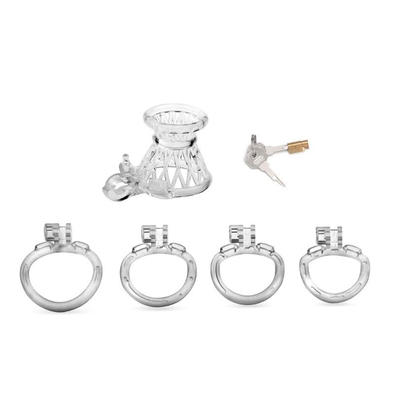 2025 New Male Negative Chastity Cage 4 Colors Cock Cage Abstinence Control Sissy Penis Lock with 4 Size Rings Adult Products