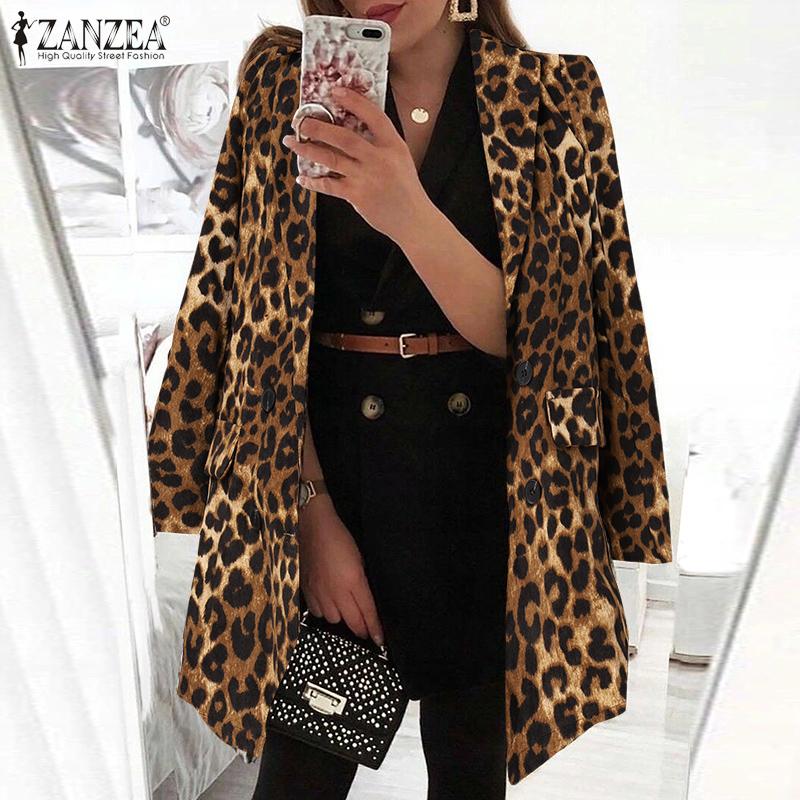 leopard print long blazer