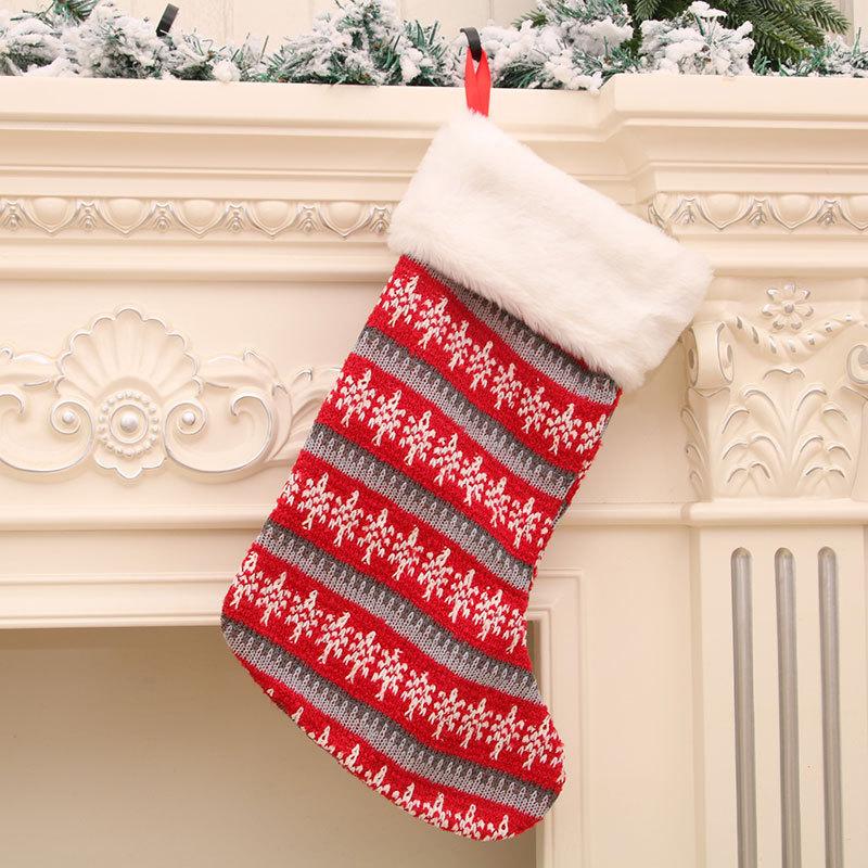 Christmas Socks Knitwear Stockings Christmas Large Socks Red and White Striped Gift Bag Children's Gift Bag