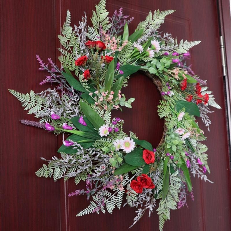 Artificial Floral Garlands With Faux Blooms Accessory For Door Wall Hanging Indoors Outdoor Celebration Event