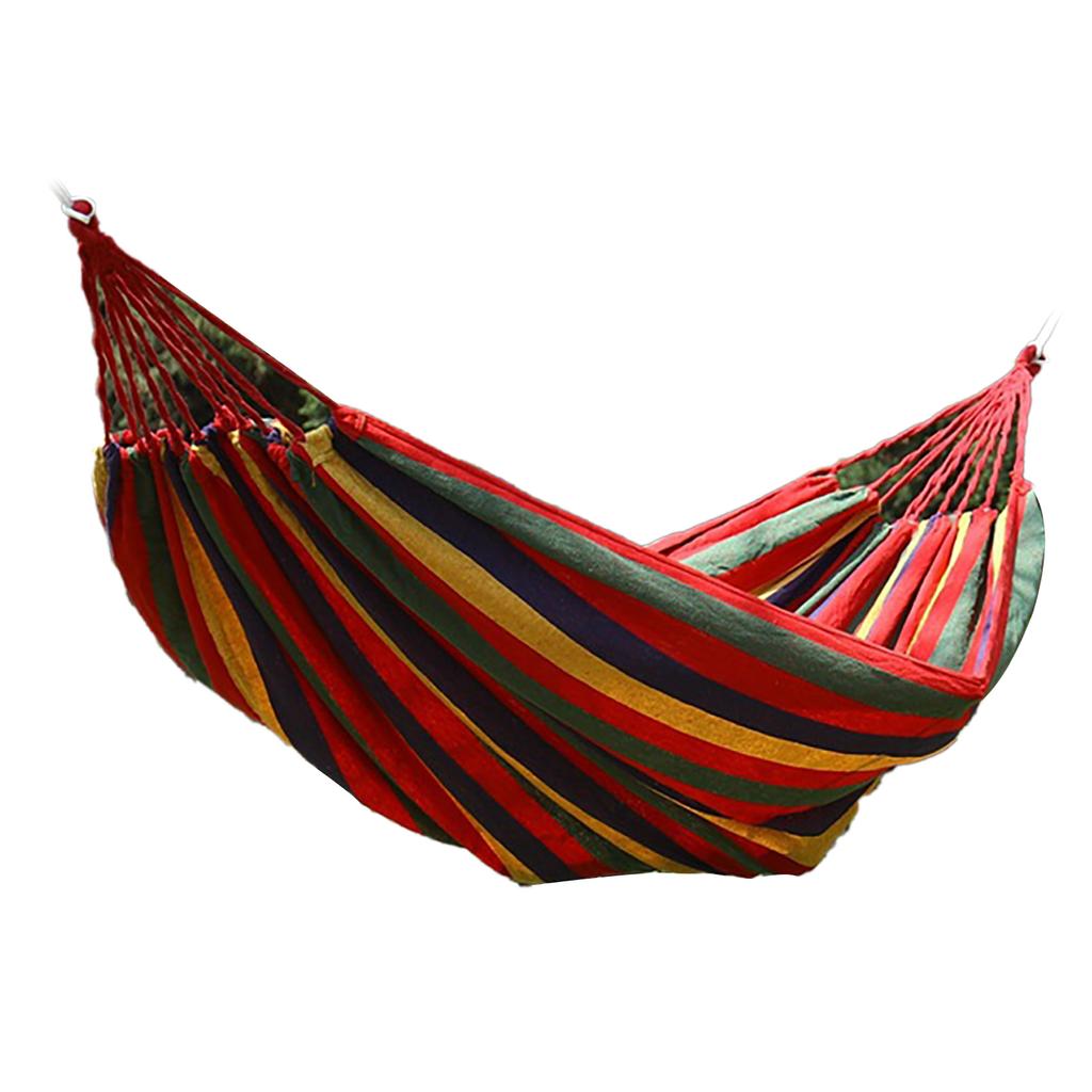 Single Double Hammock Suspension System Compact Garden Hammock Polyester Cotton Sturdy Comfortable Anti Rollover for Patio
