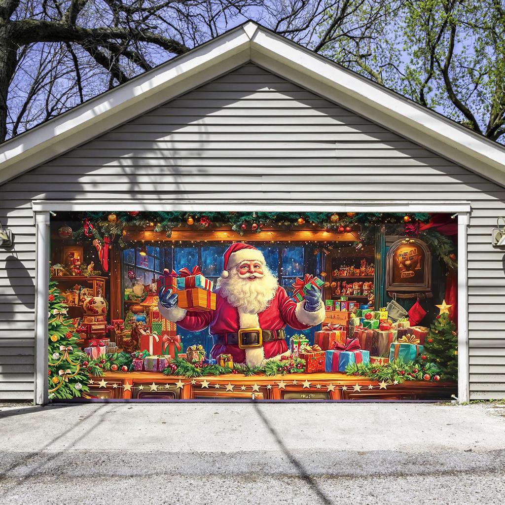 716 Ft Christmas Garage Door Cover, Large Garage Door Christmas Decoration, Garage Banner, Cheerful Garage Mural