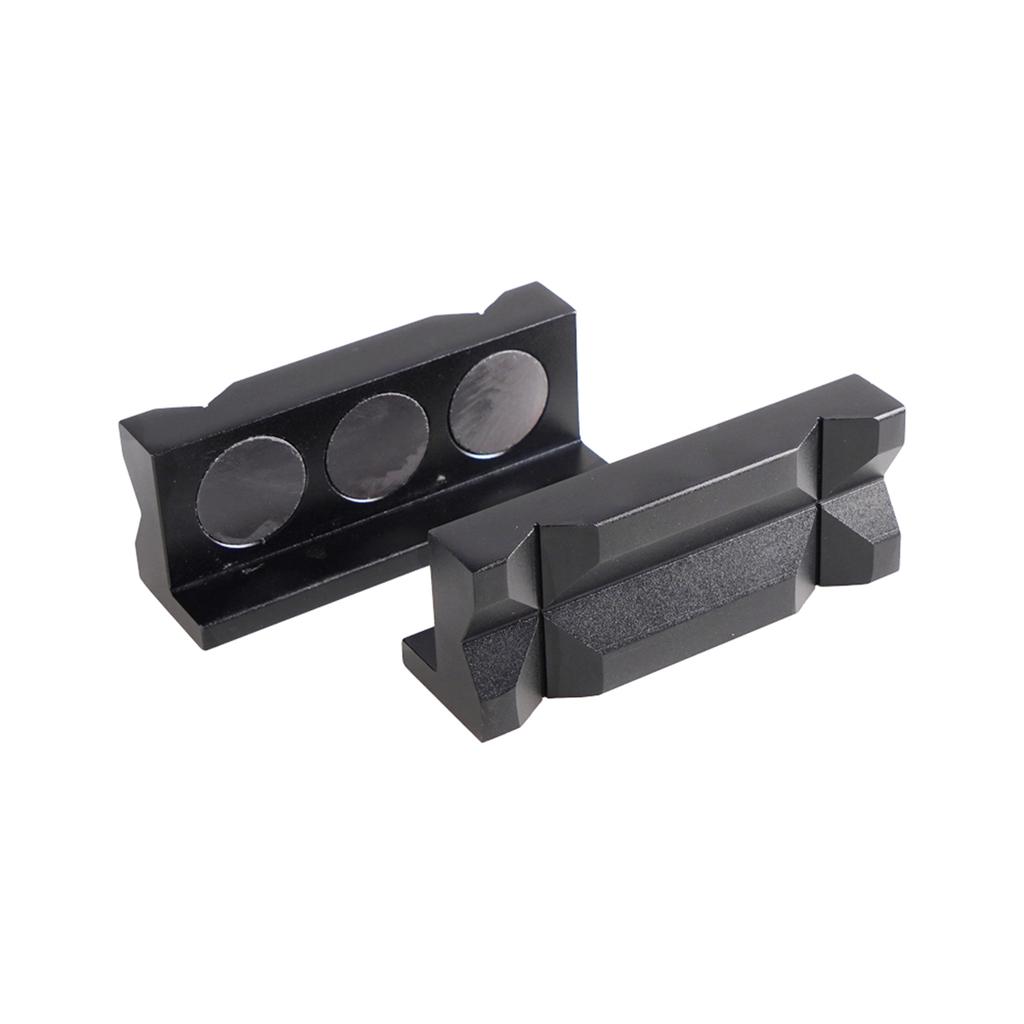Vise Jaws Pads, 4'' Multi-Purpose Magnetic Aluminum Vise Jaw Protective Inserts, Set of 2