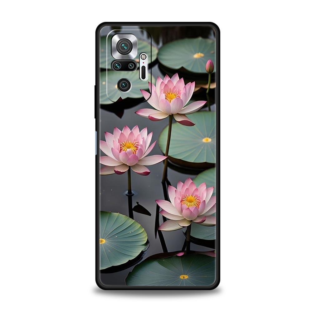 Phone Case For Xiaomi Redmi Note 14 13 12 5G 11 10 Pro Plus 4G 9S 9 14C 13C 12C 10C 9C 9A Soft TPU Cover Luxury Lotus Flower