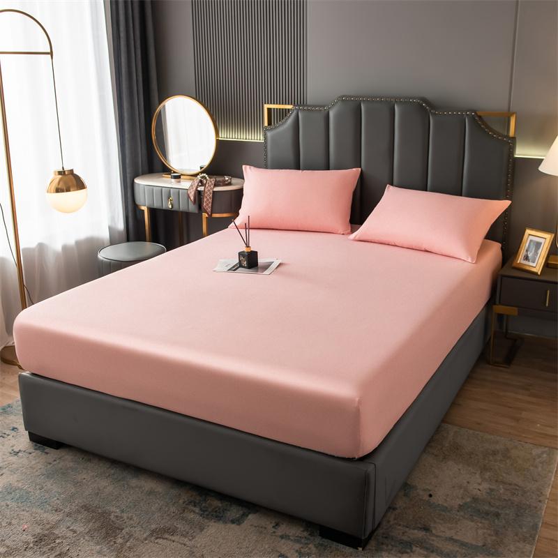 Bed Sheets Set with Pillowcase Single/Queen/King Fitted Bed Sheets with Elastic Band Solid Color Bed Sheets for Double Beds