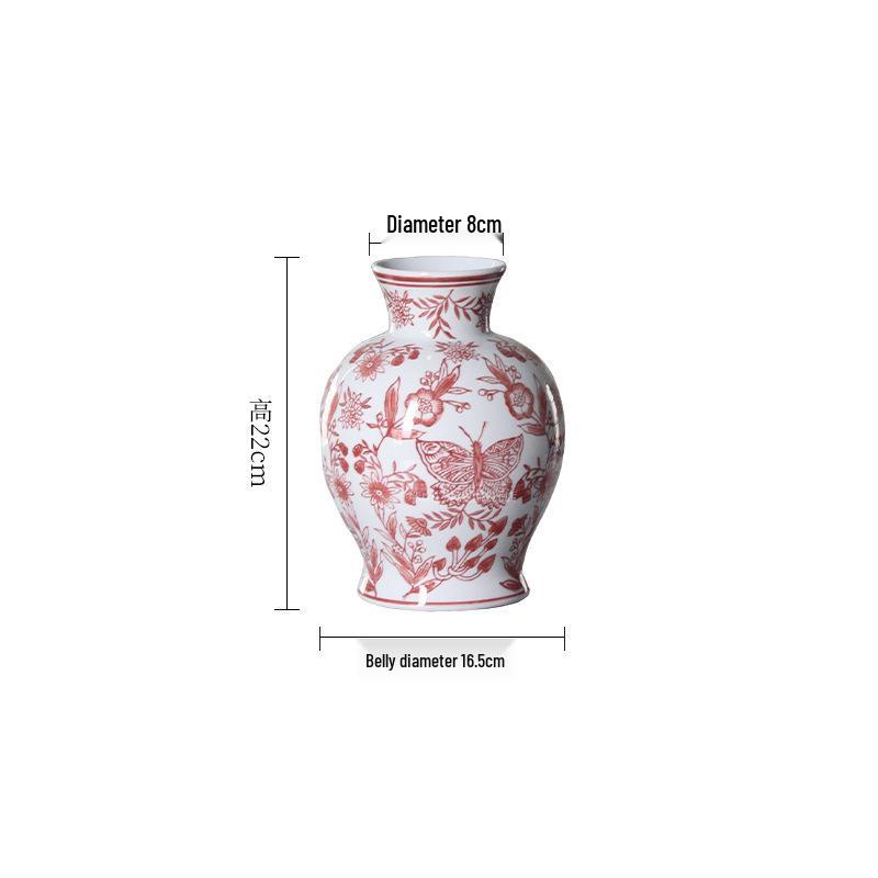 

Festive Red Ceramic Flower Vase - Chinese Home Decoration Jar