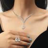 Crystal Rhinestone Teardrop Pendant Necklace & Earrings Set – Elegant European American Fashion Jewelry for Women
