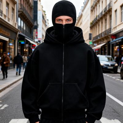 Herren Balaclava Hoodie Reißverschluss Jacke mit Maske Kapuzenpullover Winddicht Sportlich mit Großen Taschen für Outdoor Sport Fitness Winter Tägliche Kleidung