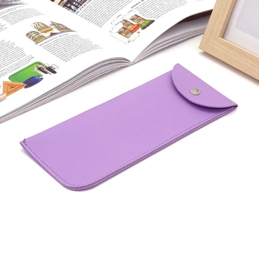 Solid Color PU Leather Glasses Bag With Metal Buckle Mini Cosmetic Bag Lipstick Storage Bag  Ladies