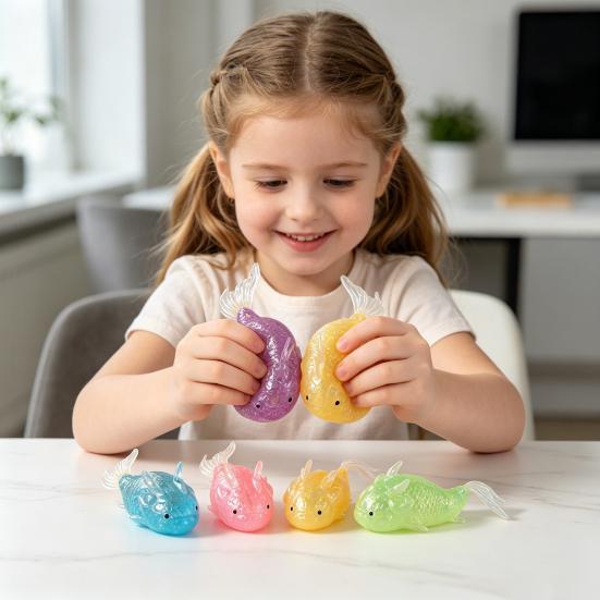 Maltose Glow Arowana Squeeze Toy Slow-Rising Silicone Fidget for Stress Relief Cute Fish-Shaped Decompression Gadget for Kids Adults