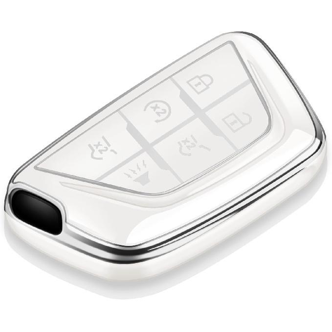 Tukellen for Cadillac Key Fob Cover Soft TPU Full Protection Key Case Compatible with -2025 Escalade Lyriq CT4 CT5 CT6 XTS XT4 XT5 ATS Key Shell