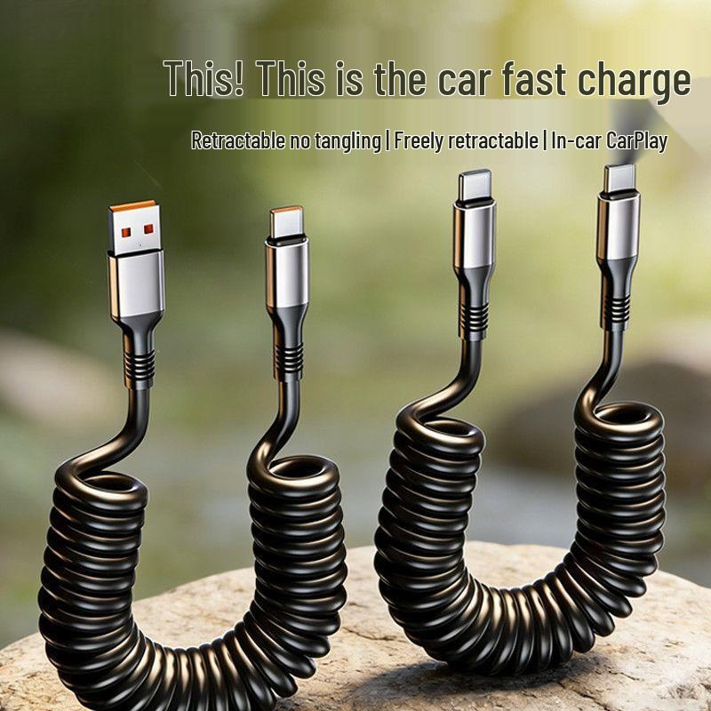 Huawei Honor Type-C Fast Charge Retractable Spring Cable for Car Interconnection