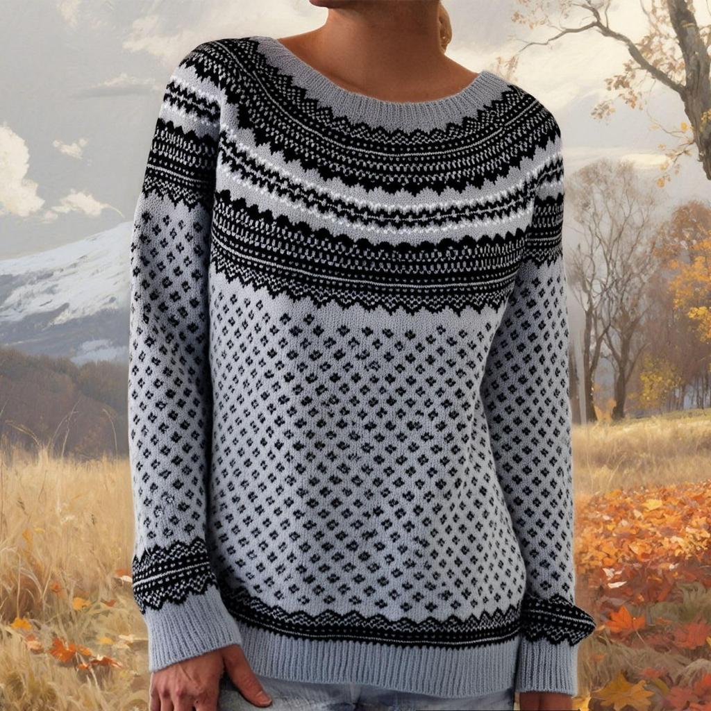 Dámský módní svetr, kulatý výstřih, volný pulovr s dlouhým rukávem, pletený svetr