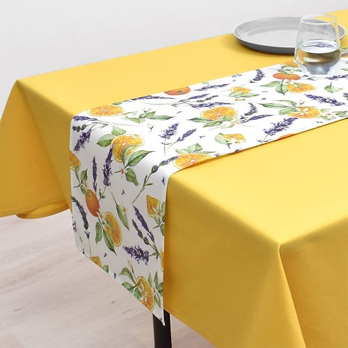 

STYLE Decor Table Runner, Laminated, Waterproof, Nordic Style, 100cm, Wipeable, Orange, Lavender, Fruit Pattern, W2702000