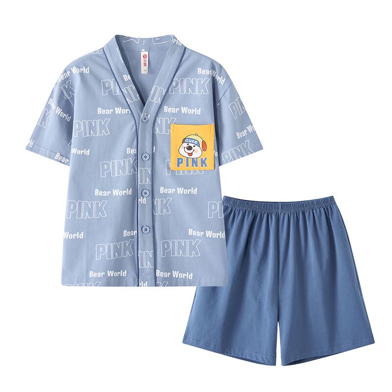 Fenteng Boys' Cartoon V-Neck Short Sleeve Home Wear Set