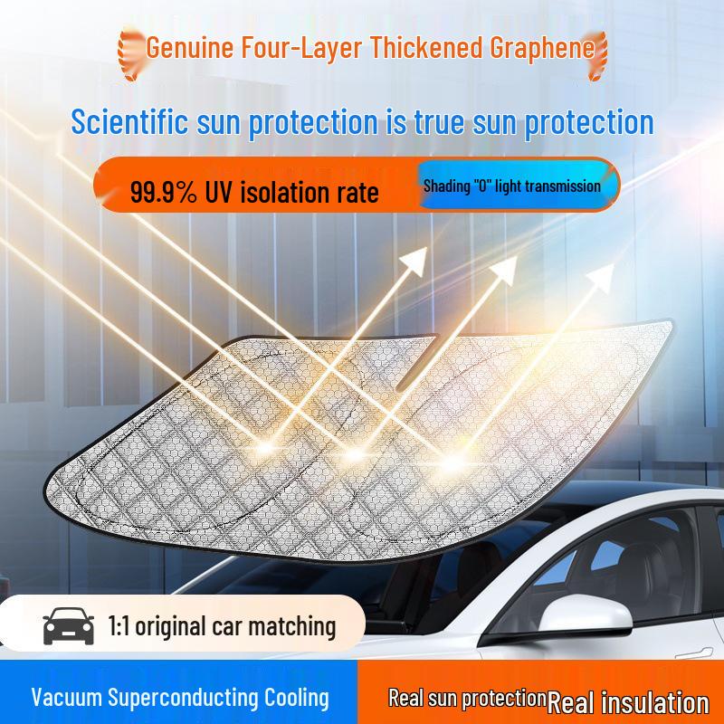 Tesla Model 3 YL Facelift Windshield Sun Shade - 4-Layer Sun Protection and Heat Insulation