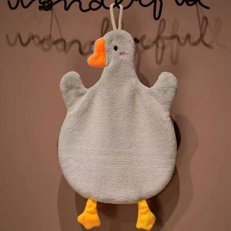 1Pc Cartoon Goose Hand Kerchief Hanging Hand Towel Water Absorbing Hand Towel Kitchen And Bathroom Supplies
