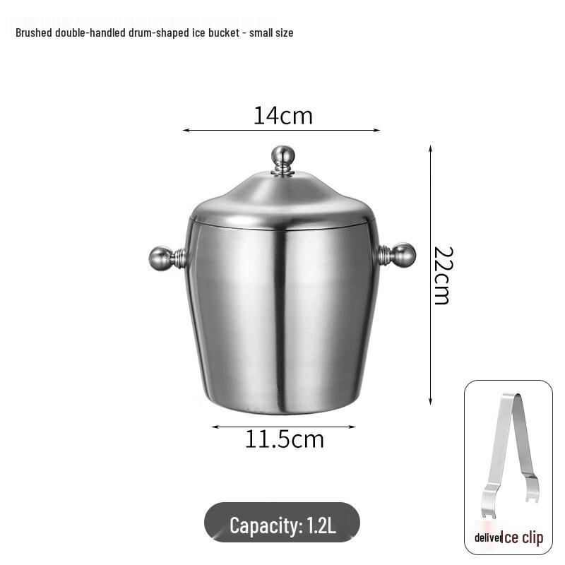 ZISIZ Double-Layer Stainless Steel Ice Bucket