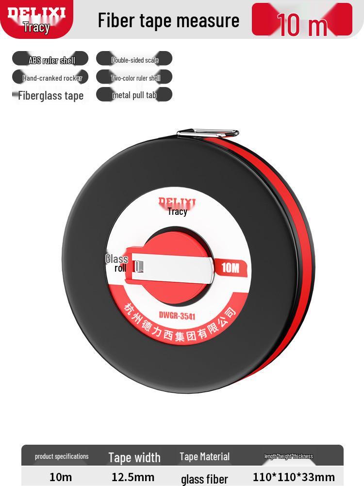 

Delixi Tape Measure Set: 50m Non-Slip Fiber, 100m Leather Roll, 30m Cloth Tape, Ground Ruler, Soft Measuring Tape