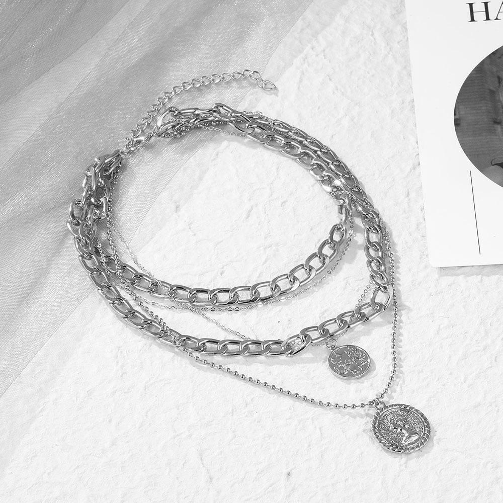 Multi-layer Round Pendant Necklace - Fashionable And Trendy Accessory For Ladies