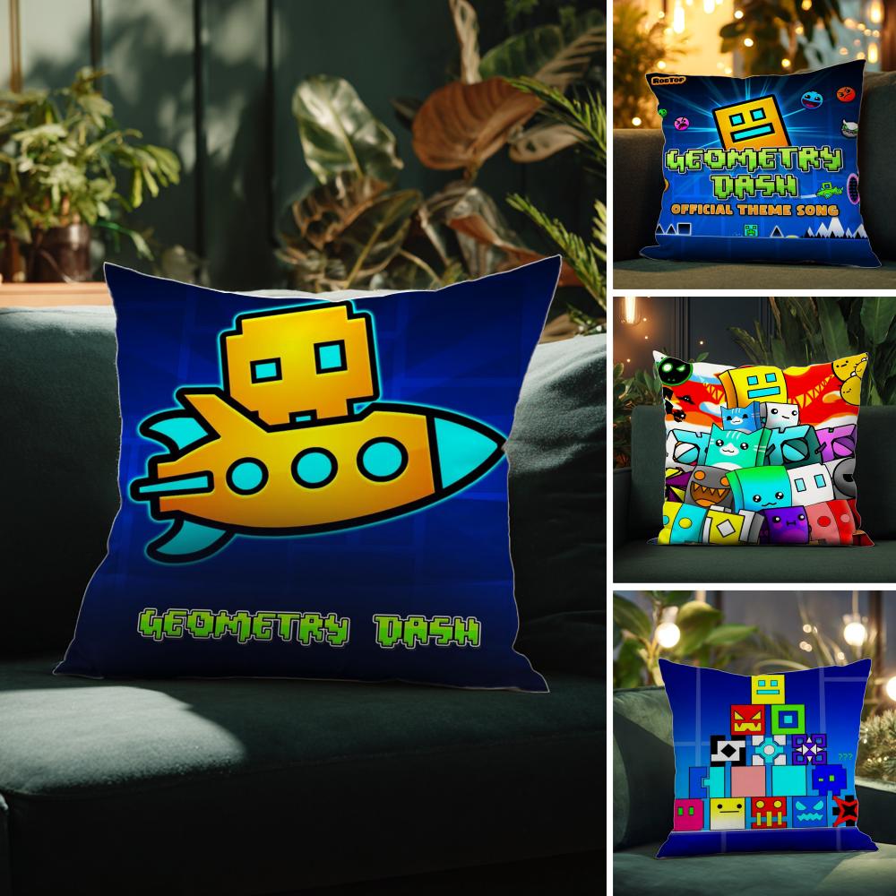 G-Geometry Dash V-Video Pillow Case Pattern Printed Pillowcase For Living Room Sofa Cushion Cover & Bedroom Decor