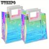 4pcs Holographic Small Gift Bags with Handles for Birthday Christmas Bachelorette Party Favors Shopping Reusable Clear Gift Wrap Bag