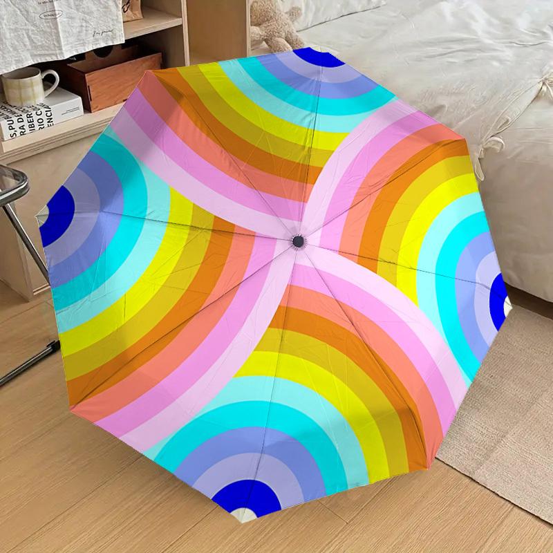 

1pc Colorful Circles Automatic Folding Umbrella Durable Iron Frame, Iron Umbrella Structure Suitable for All Seasons yy260203119
